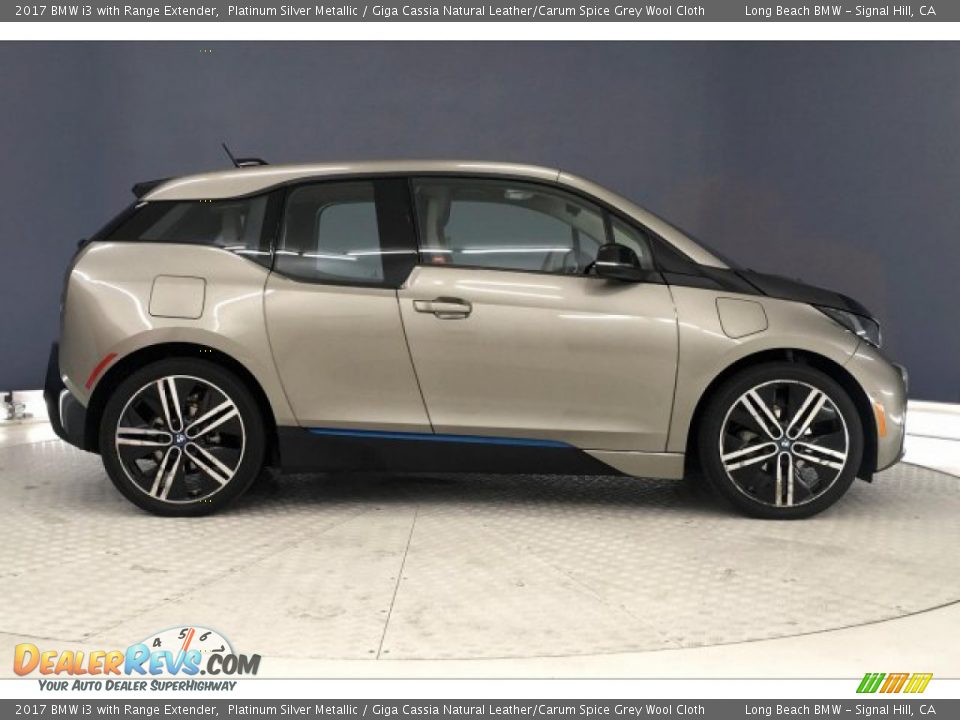 2017 BMW i3 with Range Extender Platinum Silver Metallic / Giga Cassia Natural Leather/Carum Spice Grey Wool Cloth Photo #31