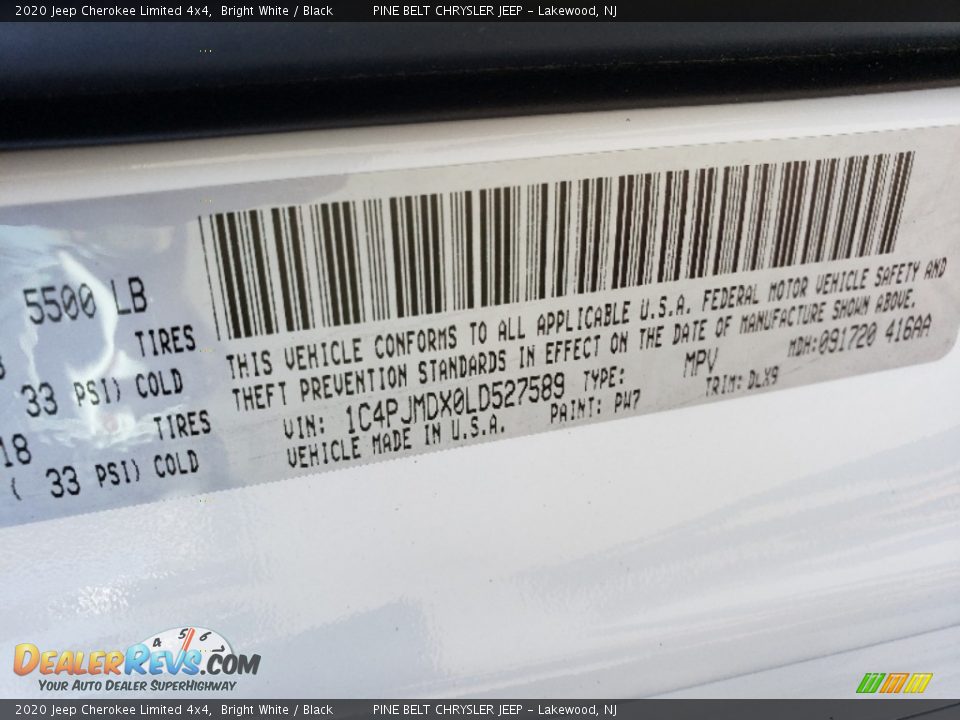 2020 Jeep Cherokee Limited 4x4 Bright White / Black Photo #9