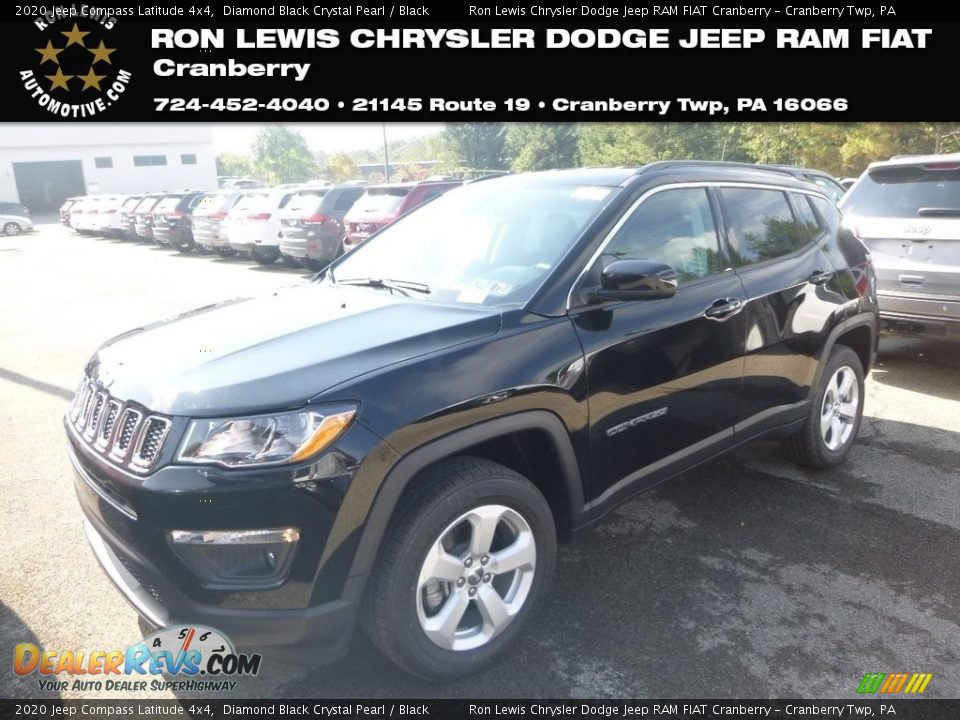 2020 Jeep Compass Latitude 4x4 Diamond Black Crystal Pearl / Black Photo #1