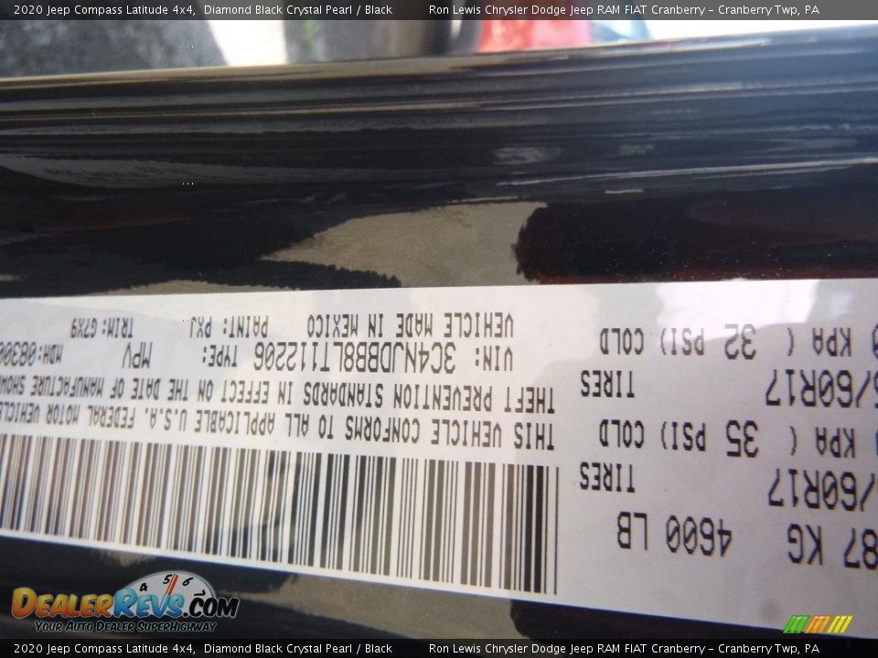 2020 Jeep Compass Latitude 4x4 Diamond Black Crystal Pearl / Black Photo #13