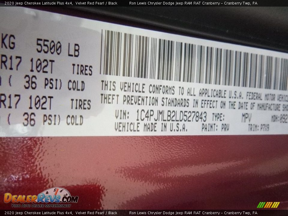 2020 Jeep Cherokee Latitude Plus 4x4 Velvet Red Pearl / Black Photo #14