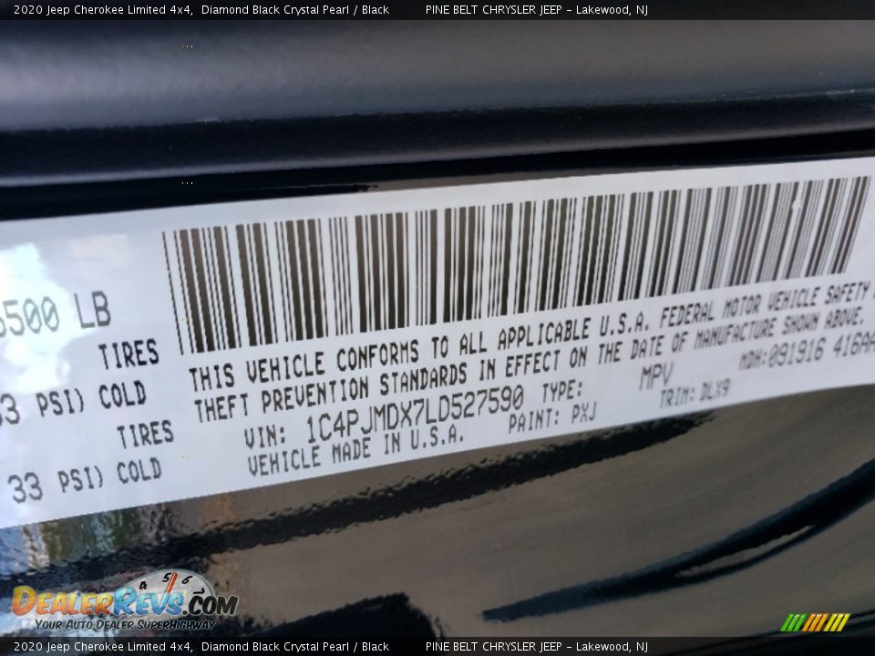 2020 Jeep Cherokee Limited 4x4 Diamond Black Crystal Pearl / Black Photo #9