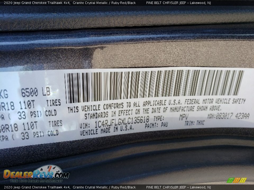 2020 Jeep Grand Cherokee Trailhawk 4x4 Granite Crystal Metallic / Ruby Red/Black Photo #7