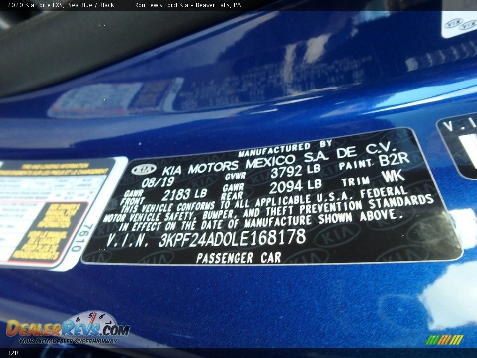 Kia Color Code B2R Sea Blue