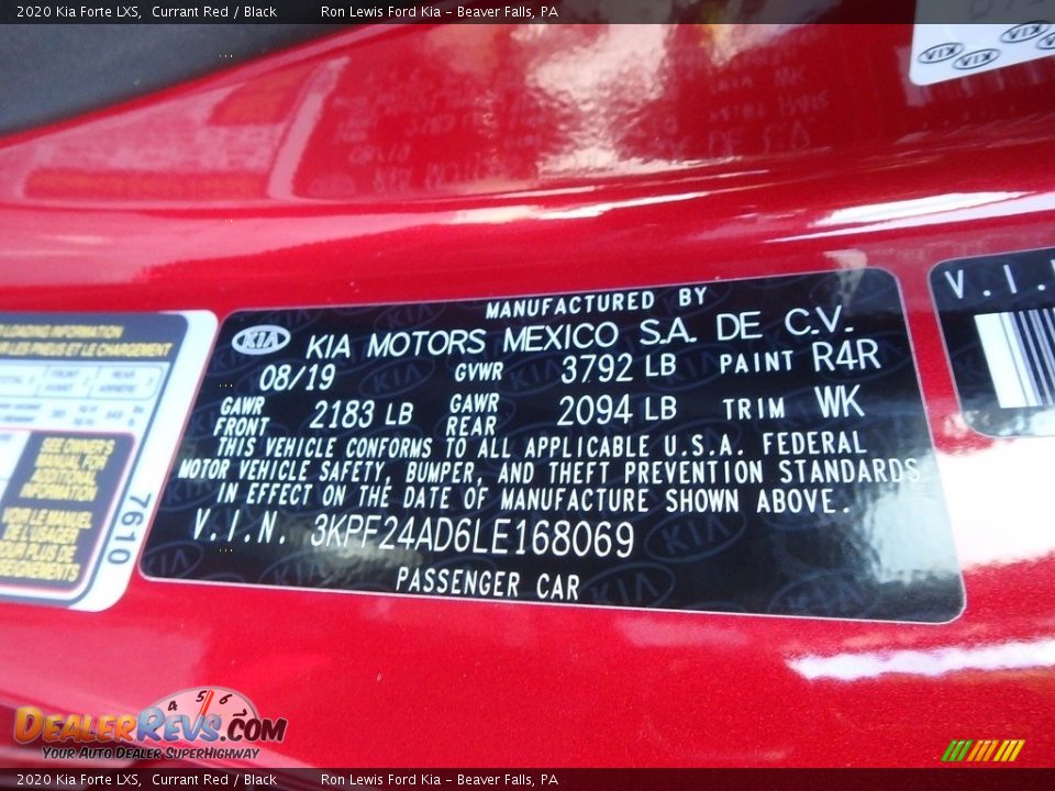 2020 Kia Forte LXS Currant Red / Black Photo #11