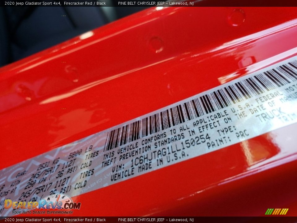 2020 Jeep Gladiator Sport 4x4 Firecracker Red / Black Photo #9