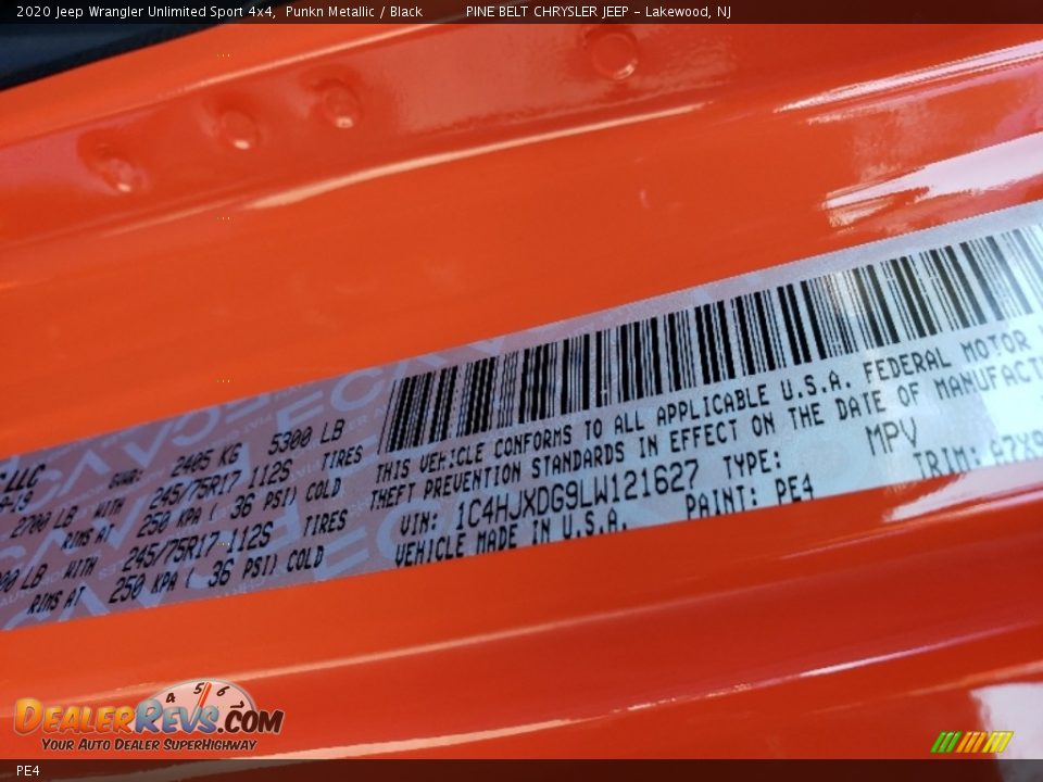 Jeep Color Code PE4 Punkn Metallic