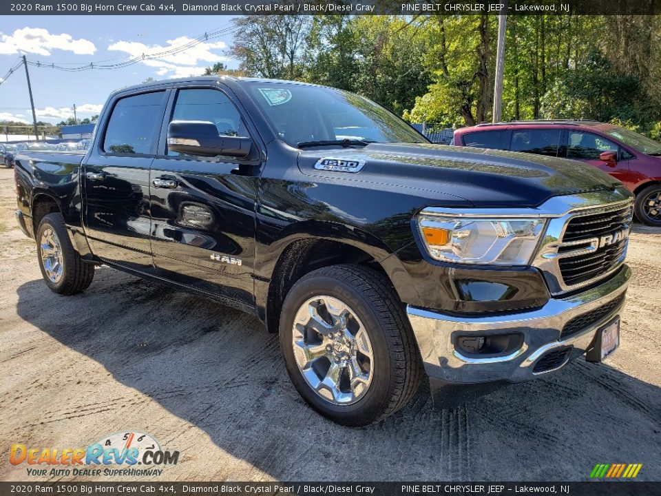 2020 Ram 1500 Big Horn Crew Cab 4x4 Diamond Black Crystal Pearl / Black/Diesel Gray Photo #1