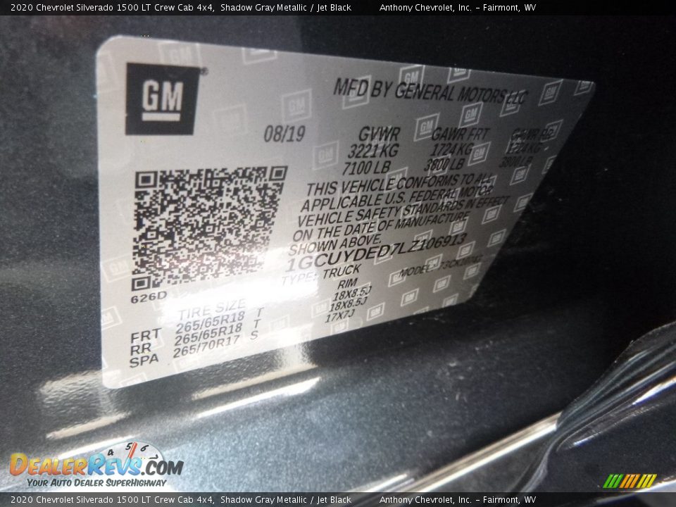 2020 Chevrolet Silverado 1500 LT Crew Cab 4x4 Shadow Gray Metallic / Jet Black Photo #13