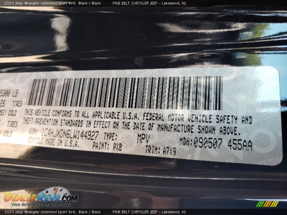 2020 Jeep Wrangler Unlimited Sport 4x4 Black / Black Photo #10
