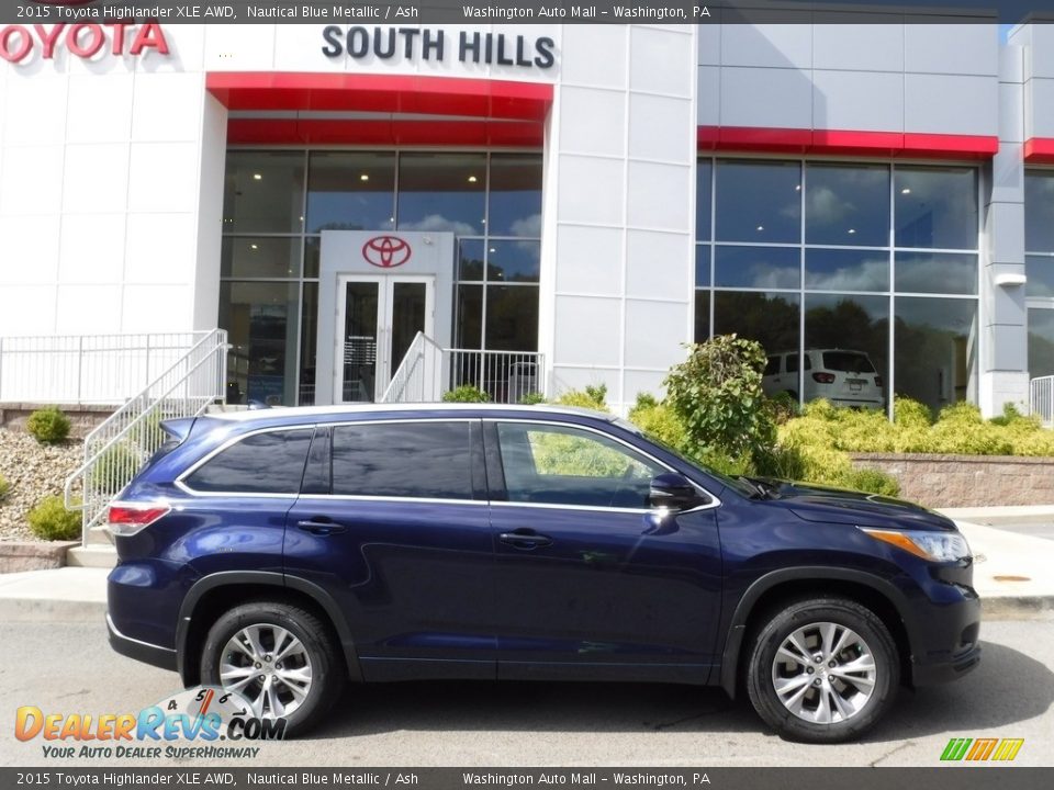 2015 Toyota Highlander XLE AWD Nautical Blue Metallic / Ash Photo #2