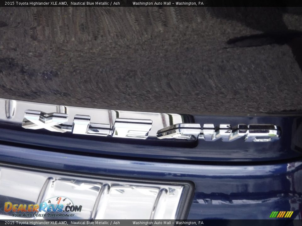 2015 Toyota Highlander XLE AWD Nautical Blue Metallic / Ash Photo #10