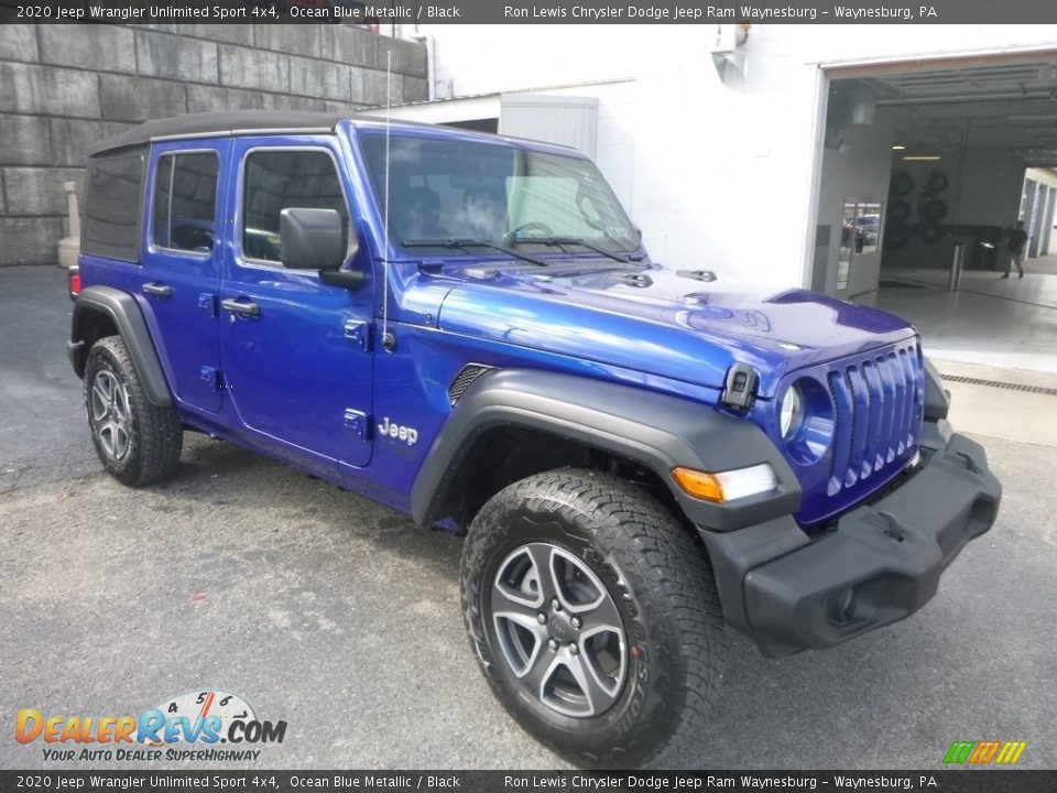 2020 Jeep Wrangler Unlimited Sport 4x4 Ocean Blue Metallic / Black Photo #7