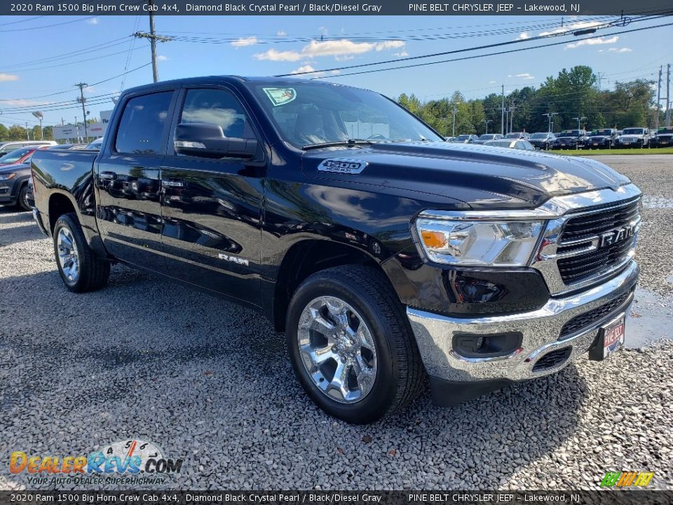 2020 Ram 1500 Big Horn Crew Cab 4x4 Diamond Black Crystal Pearl / Black/Diesel Gray Photo #1