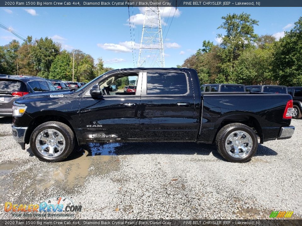 2020 Ram 1500 Big Horn Crew Cab 4x4 Diamond Black Crystal Pearl / Black/Diesel Gray Photo #3