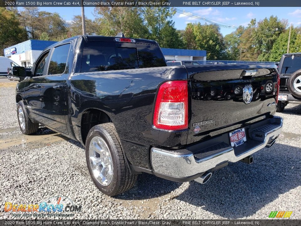 2020 Ram 1500 Big Horn Crew Cab 4x4 Diamond Black Crystal Pearl / Black/Diesel Gray Photo #4