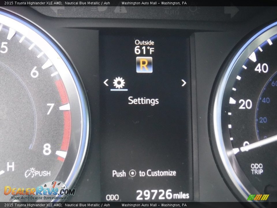 2015 Toyota Highlander XLE AWD Nautical Blue Metallic / Ash Photo #34