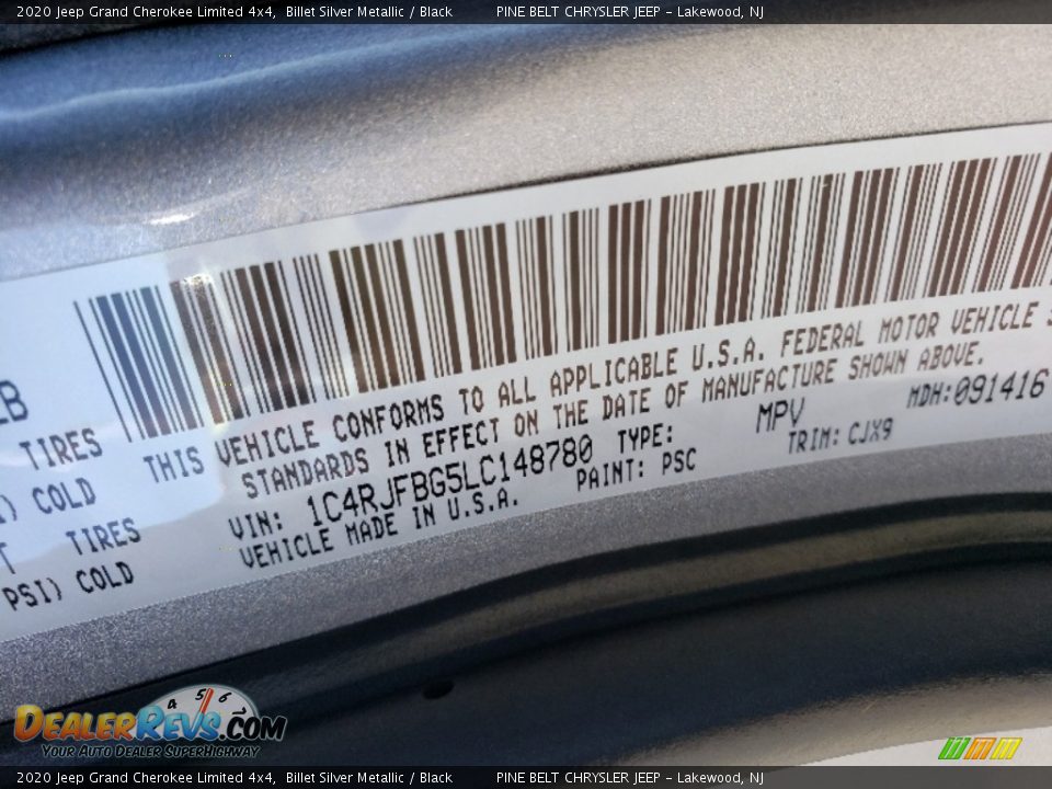 2020 Jeep Grand Cherokee Limited 4x4 Billet Silver Metallic / Black Photo #9