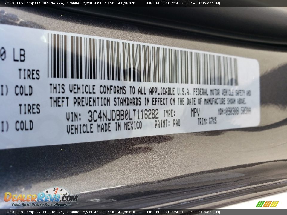 2020 Jeep Compass Latitude 4x4 Granite Crystal Metallic / Ski Gray/Black Photo #10