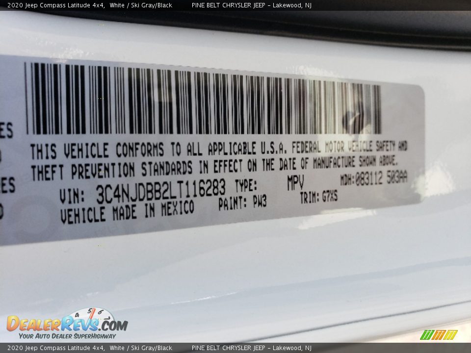 2020 Jeep Compass Latitude 4x4 White / Ski Gray/Black Photo #10