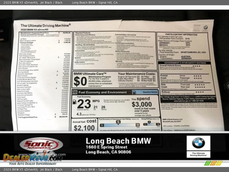2020 BMW X5 sDrive40i Jet Black / Black Photo #10