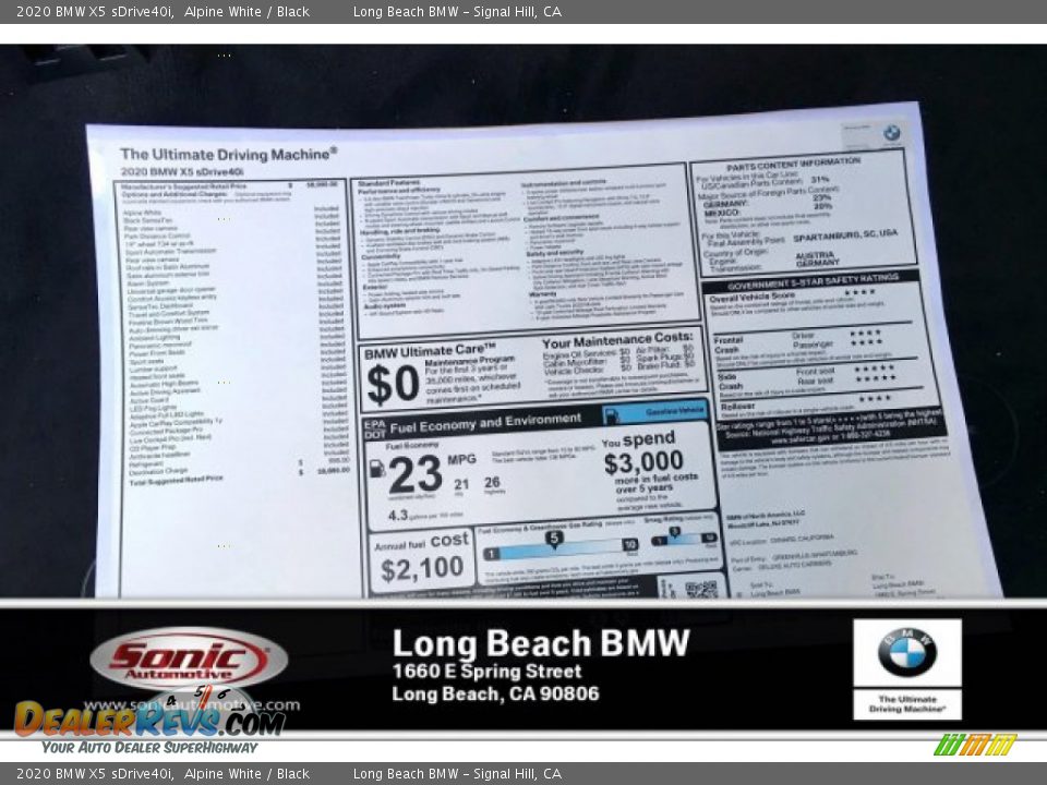 2020 BMW X5 sDrive40i Alpine White / Black Photo #10