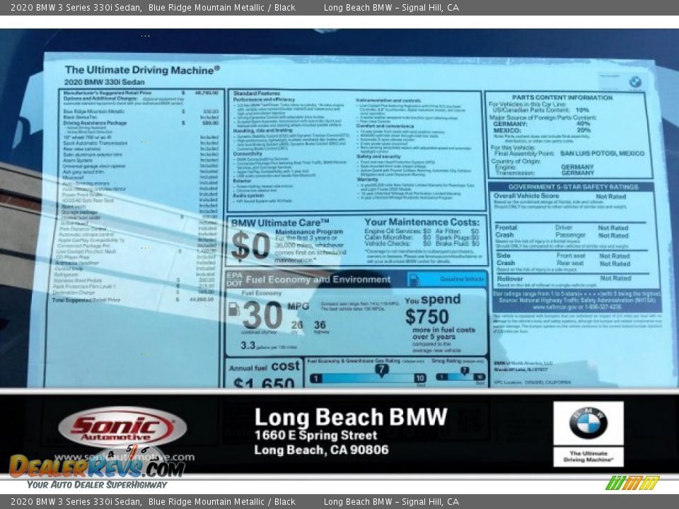 2020 BMW 3 Series 330i Sedan Blue Ridge Mountain Metallic / Black Photo #10