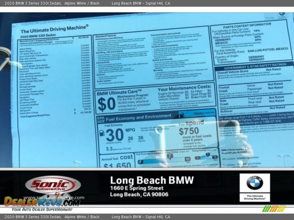 2020 BMW 3 Series 330i Sedan Alpine White / Black Photo #10