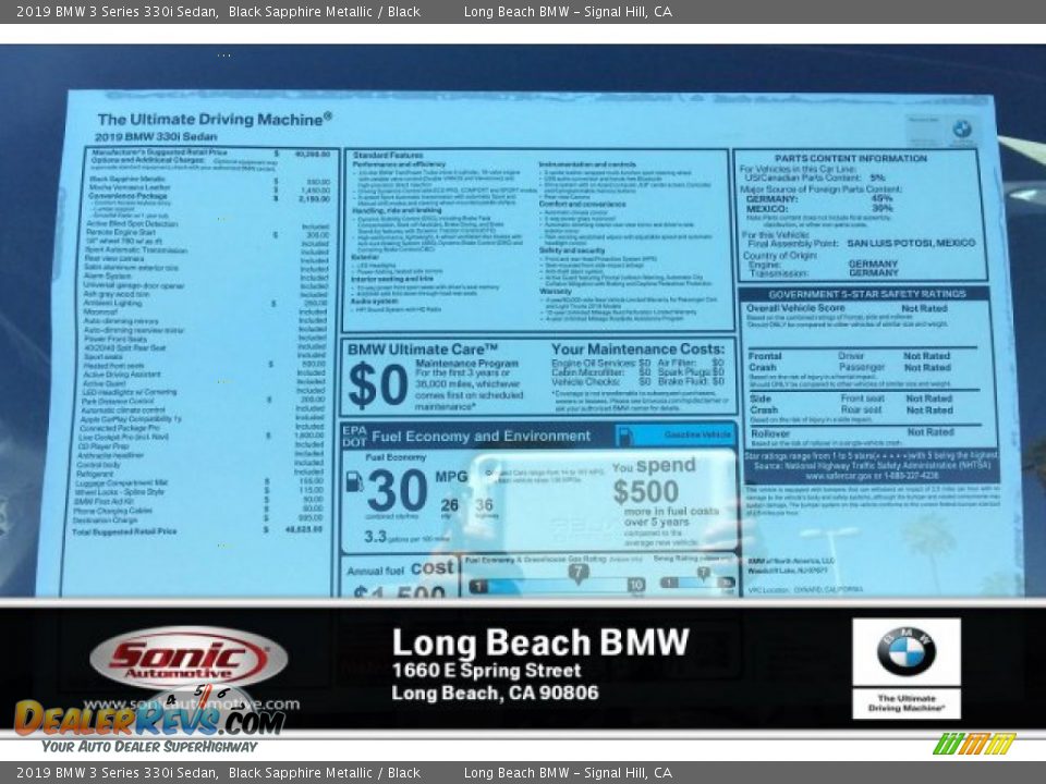 2019 BMW 3 Series 330i Sedan Black Sapphire Metallic / Black Photo #10