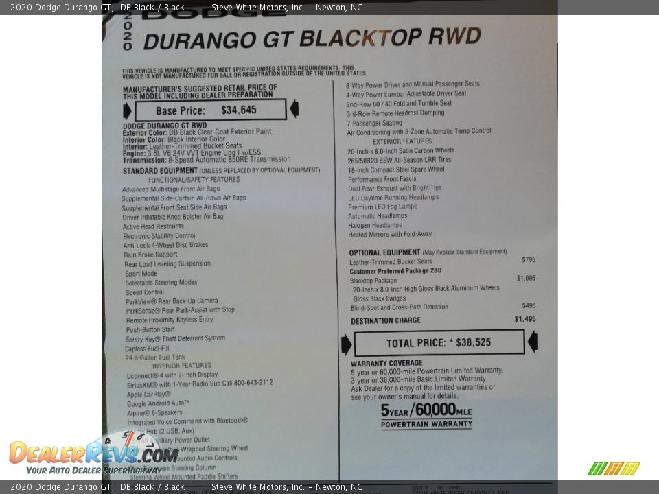 2020 Dodge Durango GT DB Black / Black Photo #36