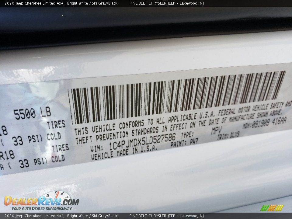 2020 Jeep Cherokee Limited 4x4 Bright White / Ski Gray/Black Photo #9