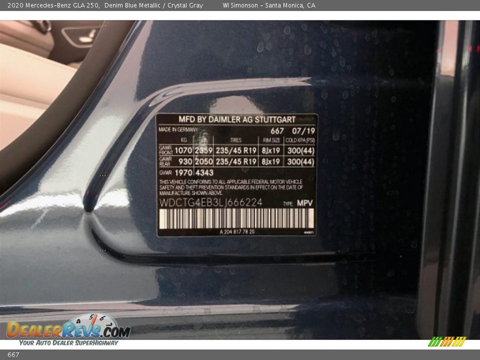 Mercedes-Benz Color Code 667 Denim Blue Metallic