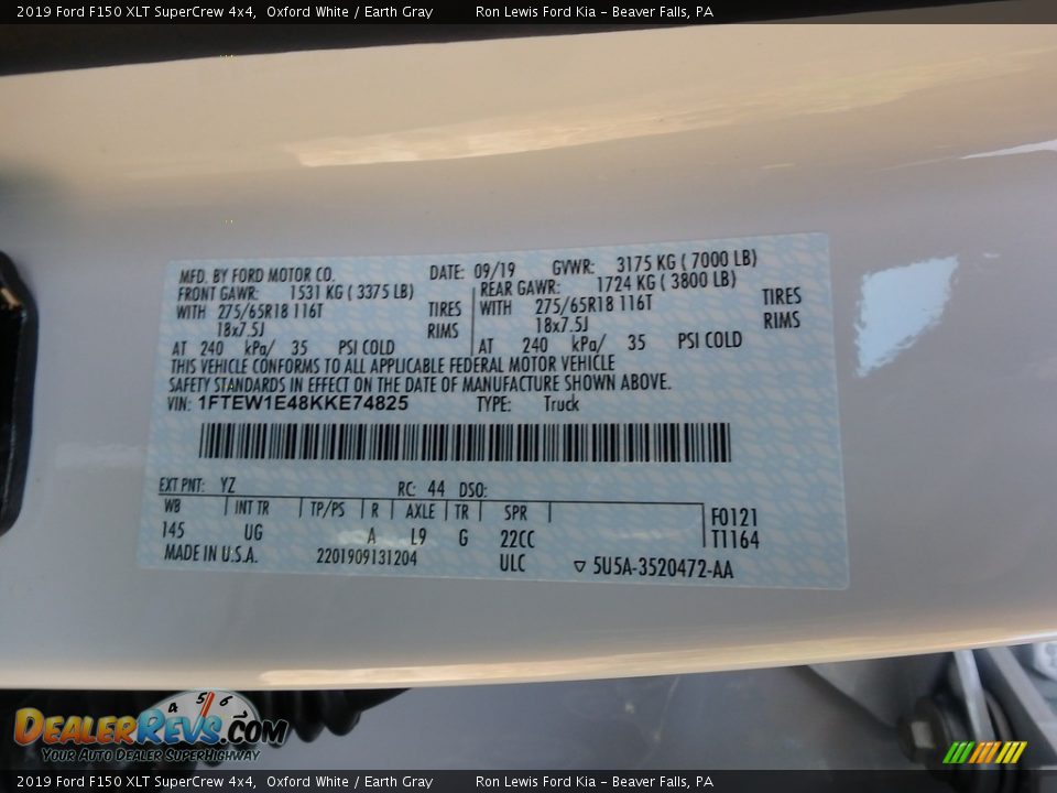 2019 Ford F150 XLT SuperCrew 4x4 Oxford White / Earth Gray Photo #12