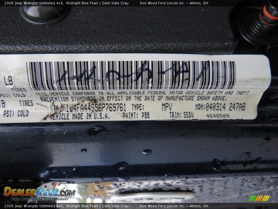 2006 Jeep Wrangler Unlimited 4x4 Midnight Blue Pearl / Dark Slate Gray Photo #34
