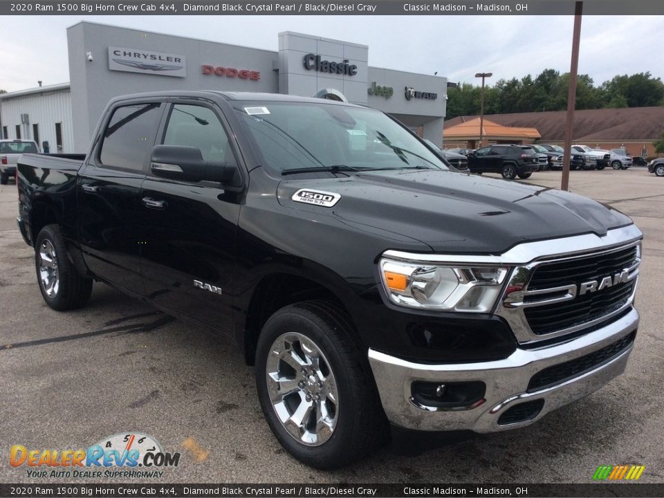 2020 Ram 1500 Big Horn Crew Cab 4x4 Diamond Black Crystal Pearl / Black/Diesel Gray Photo #1