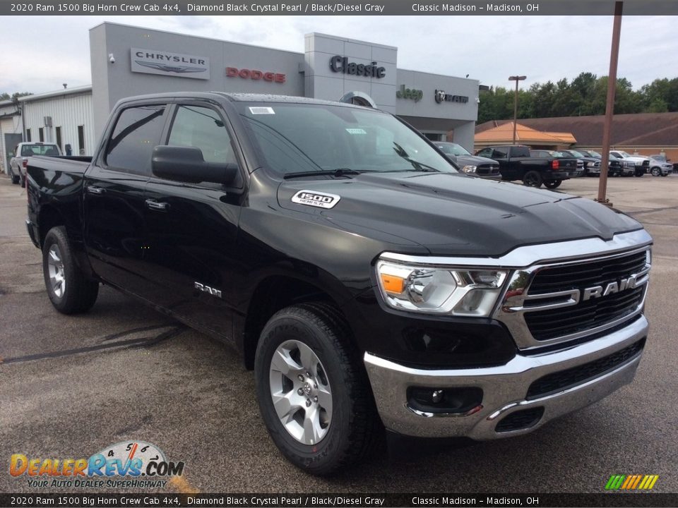 2020 Ram 1500 Big Horn Crew Cab 4x4 Diamond Black Crystal Pearl / Black/Diesel Gray Photo #1