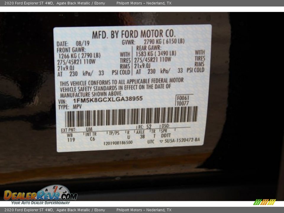 2020 Ford Explorer ST 4WD Agate Black Metallic / Ebony Photo #27