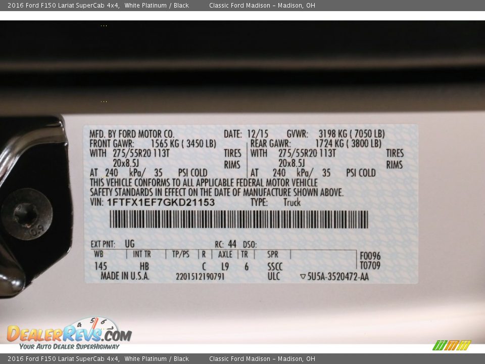 2016 Ford F150 Lariat SuperCab 4x4 White Platinum / Black Photo #28