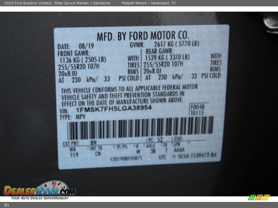 Ford Color Code BN Silver Spruce Metallic