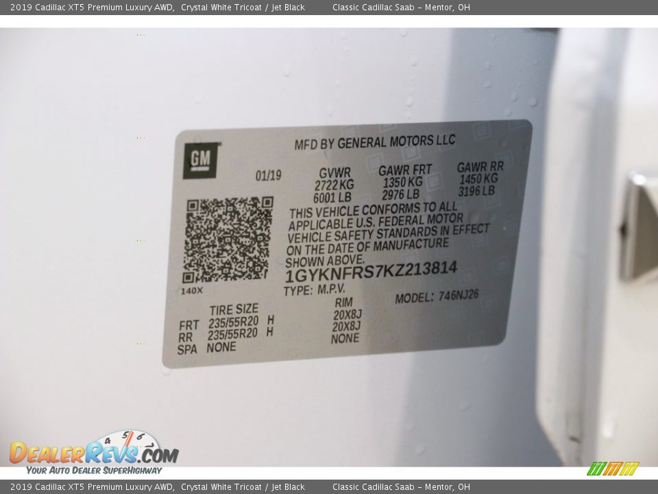 2019 Cadillac XT5 Premium Luxury AWD Crystal White Tricoat / Jet Black Photo #23