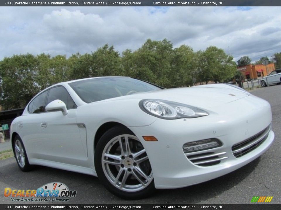2013 Porsche Panamera 4 Platinum Edition Carrara White / Luxor Beige/Cream Photo #2
