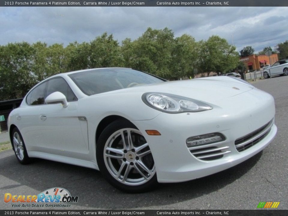 2013 Porsche Panamera 4 Platinum Edition Carrara White / Luxor Beige/Cream Photo #3