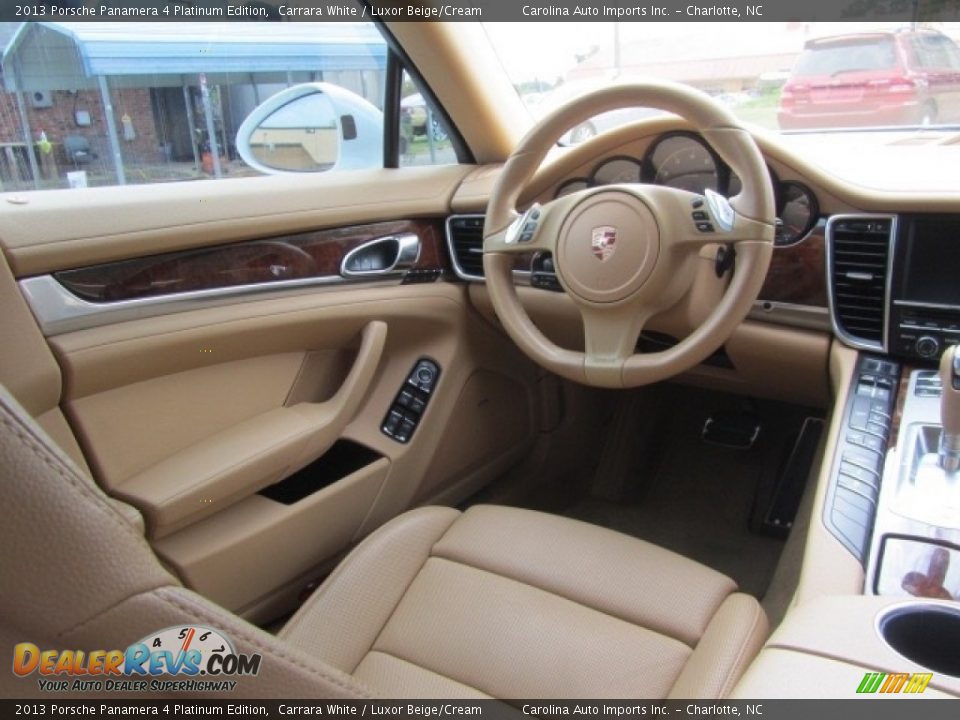 2013 Porsche Panamera 4 Platinum Edition Carrara White / Luxor Beige/Cream Photo #13
