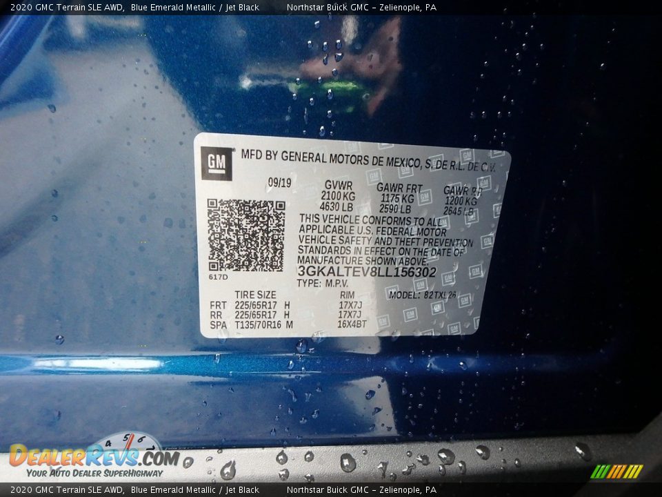 2020 GMC Terrain SLE AWD Blue Emerald Metallic / Jet Black Photo #12