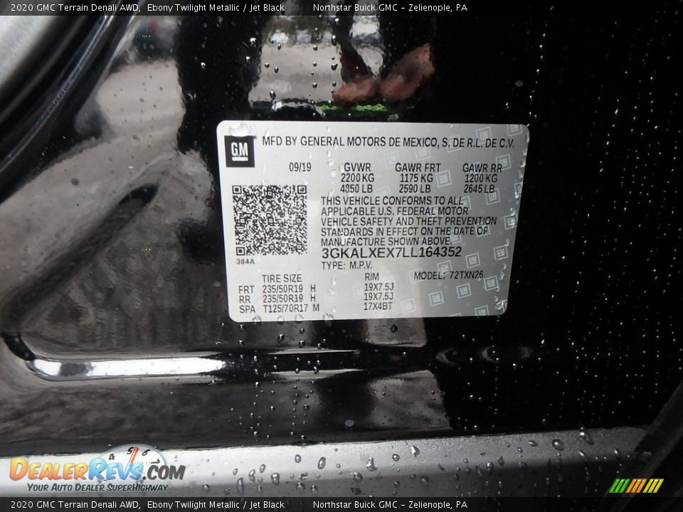 2020 GMC Terrain Denali AWD Ebony Twilight Metallic / Jet Black Photo #12
