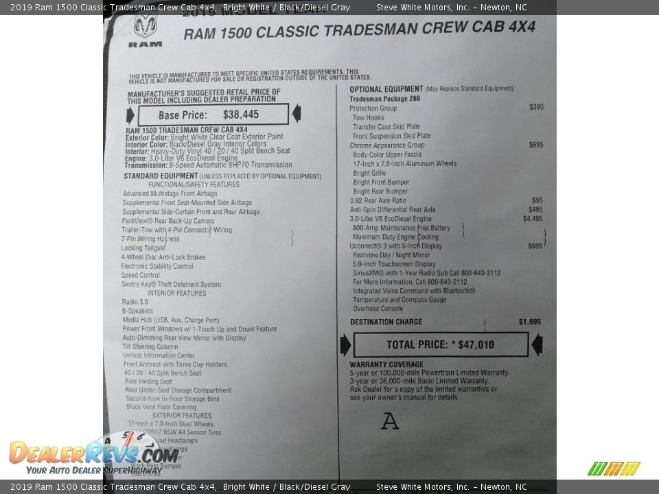 2019 Ram 1500 Classic Tradesman Crew Cab 4x4 Bright White / Black/Diesel Gray Photo #28