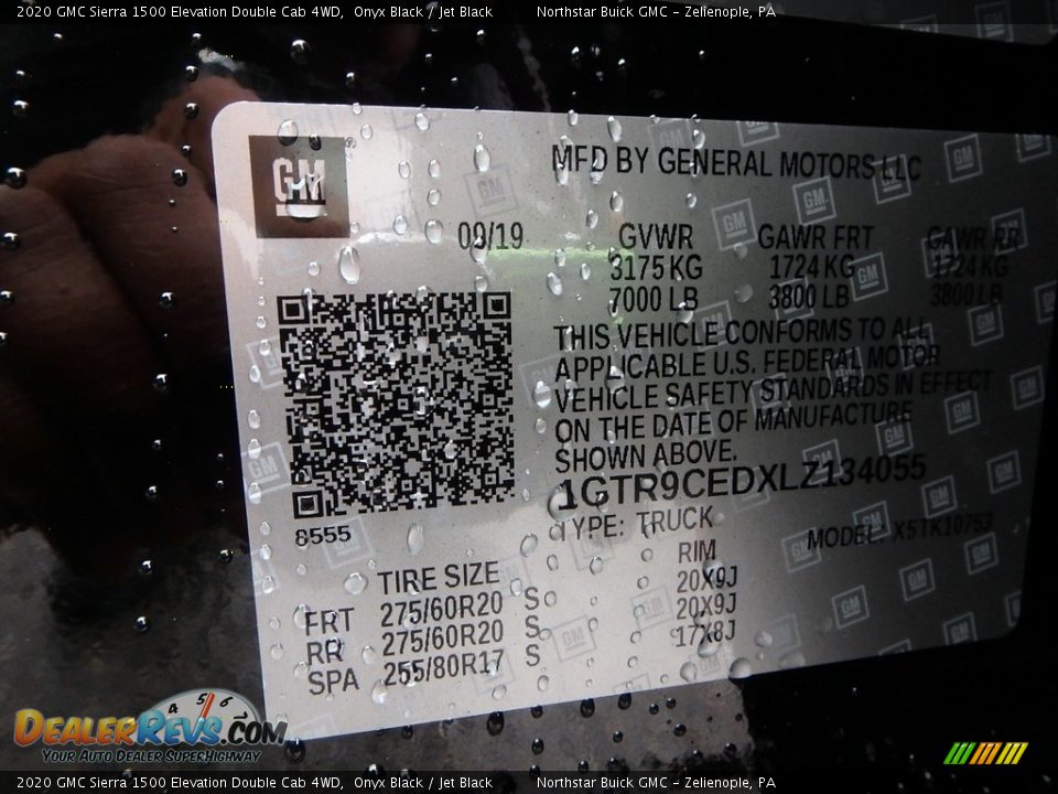 2020 GMC Sierra 1500 Elevation Double Cab 4WD Onyx Black / Jet Black Photo #13