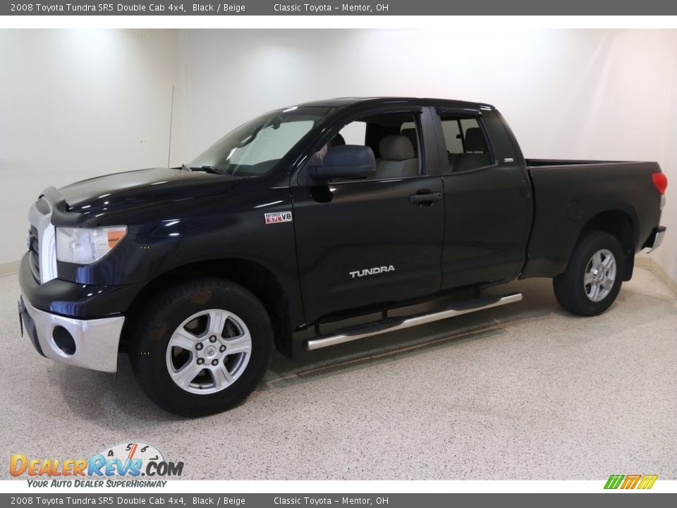 2008 Toyota Tundra SR5 Double Cab 4x4 Black / Beige Photo #3