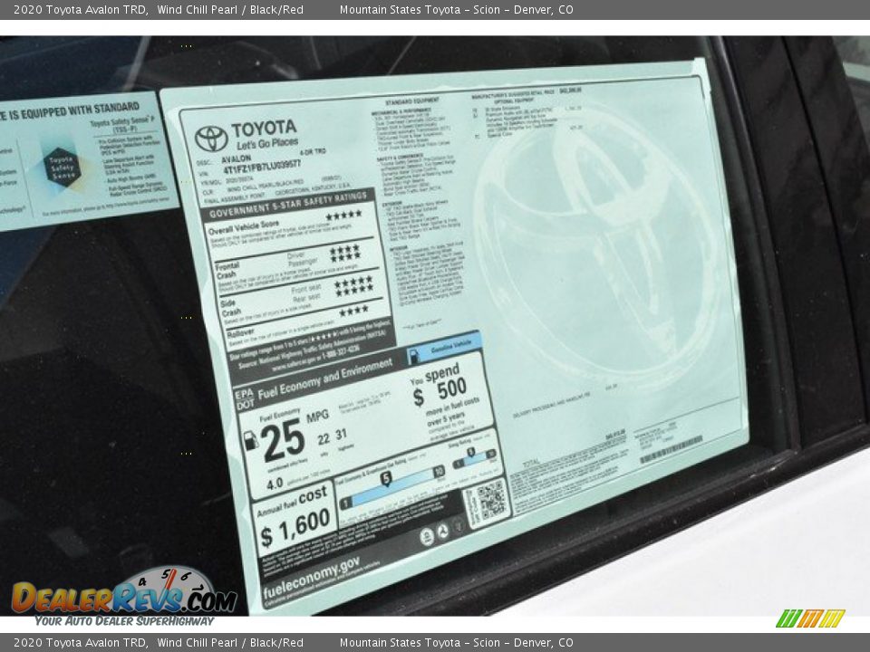 2020 Toyota Avalon TRD Window Sticker Photo #11
