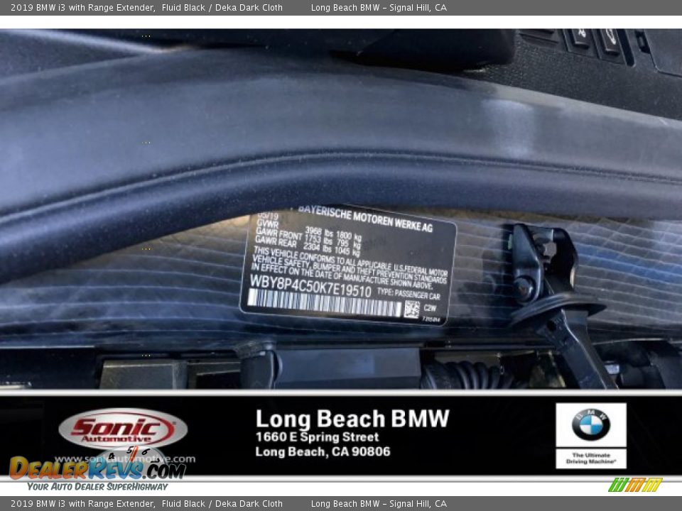 2019 BMW i3 with Range Extender Fluid Black / Deka Dark Cloth Photo #11